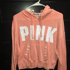 pink cropped hoodie